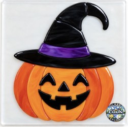 Pumpkin with a Witch Hat Fused Glass Pattern | Halloween PDF Download