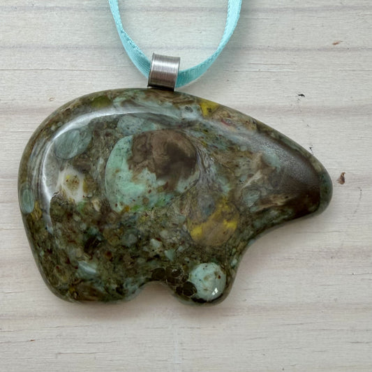 Fused Glass Bear Ornament – Recycled Glass Bear Suncatcher – “You Make Everyday Bearable” Gift