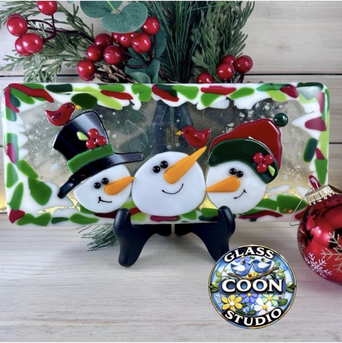 Three Happy Snowmen Fused Glass Pattern | Beginner PDF