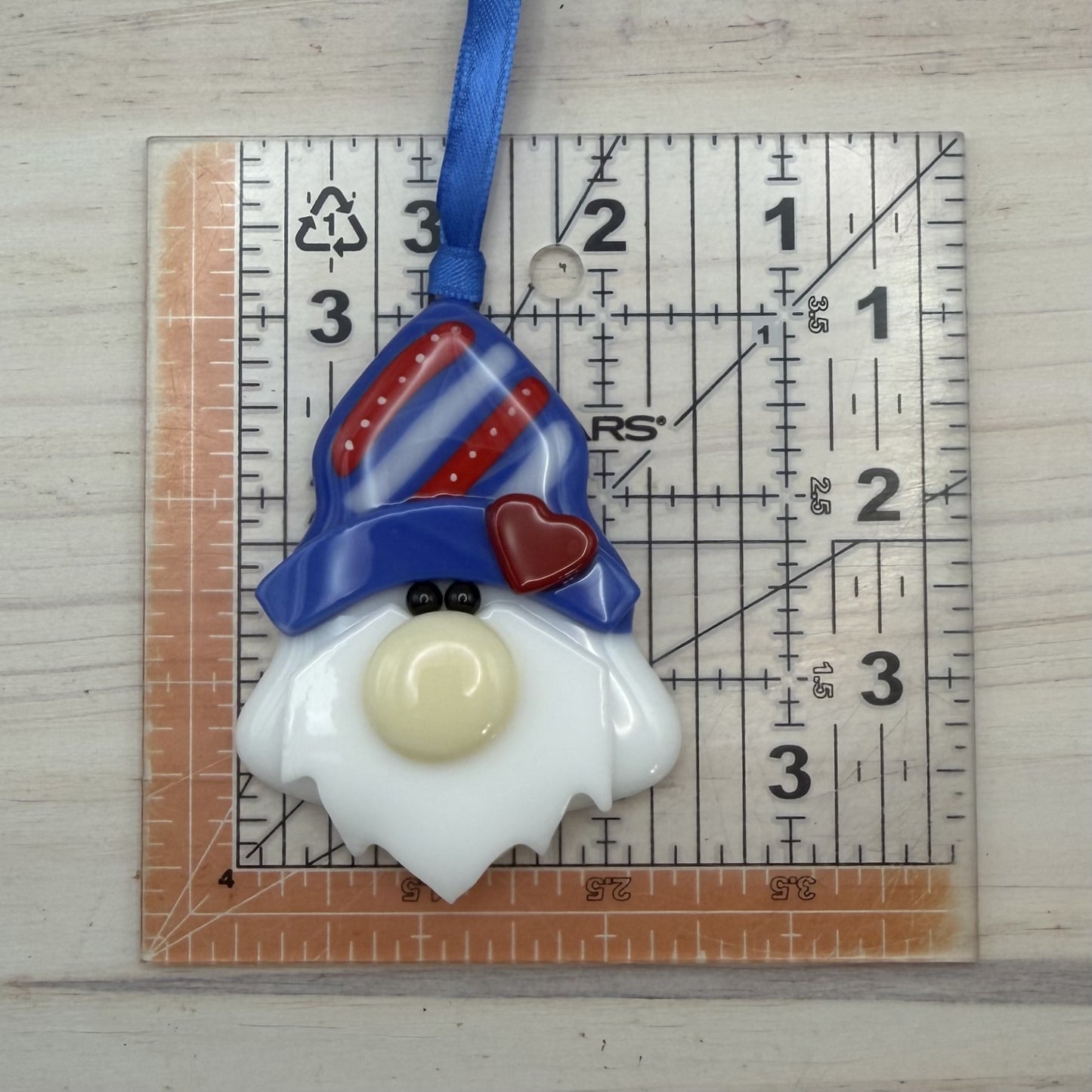Fused Glass Tree-Shaped Gnome Christmas Ornament