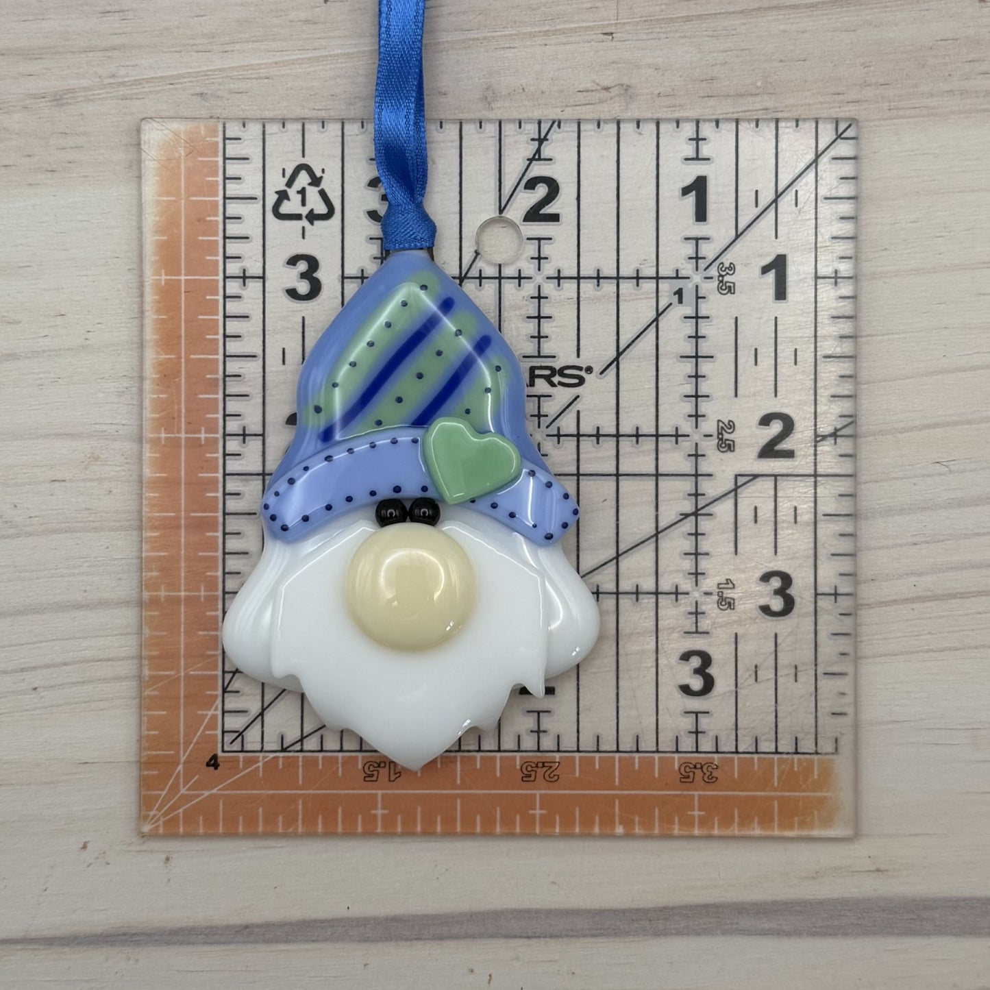 Fused Glass Tree-Shaped Gnome Christmas Ornament