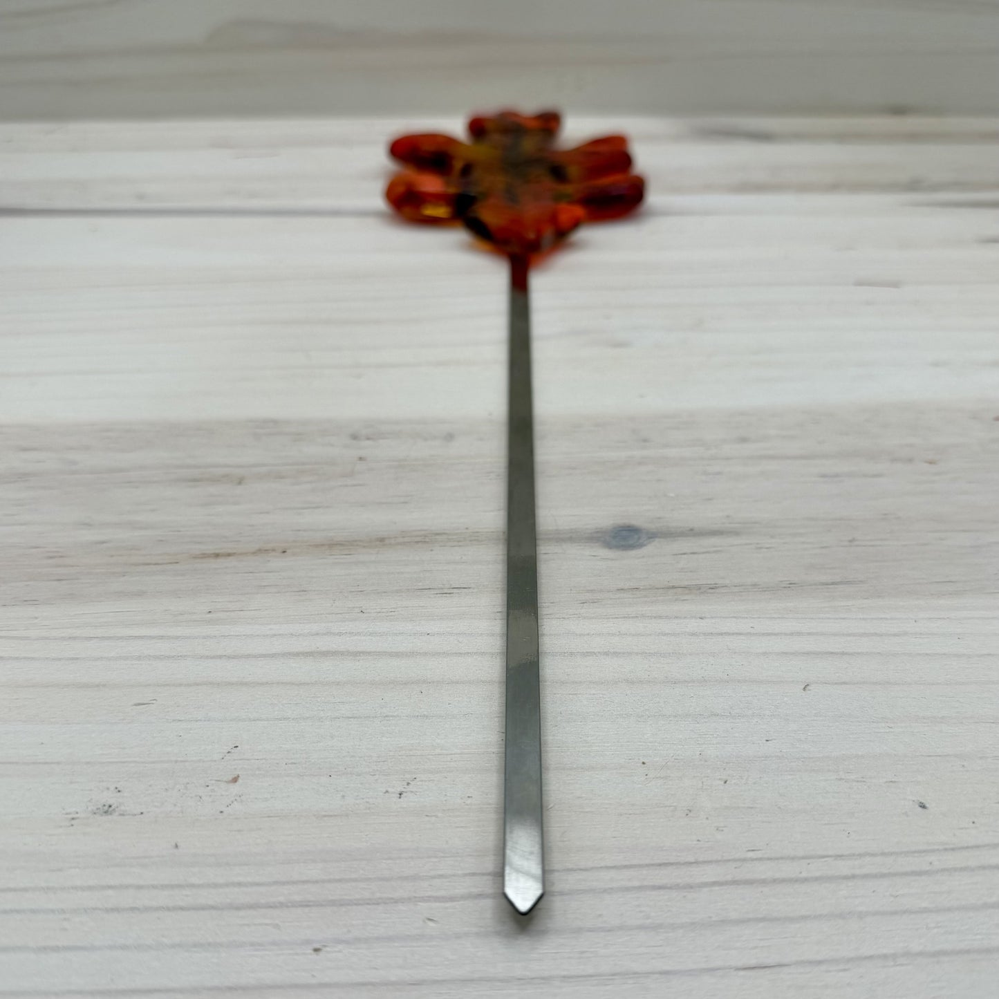 Fused Glass White Oak Leaf Plant Stake