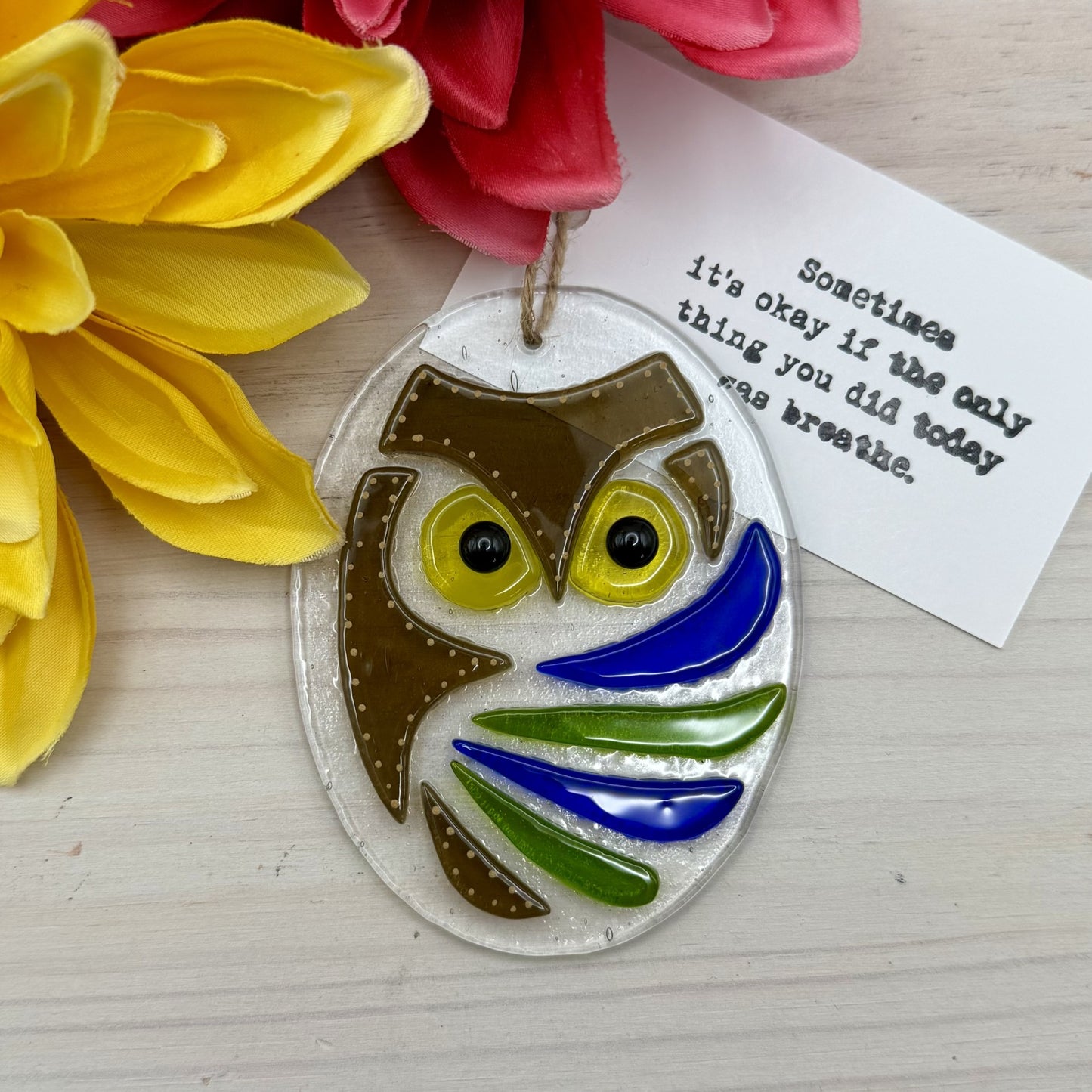 Fused Glass Owl Ornament / Suncatcher