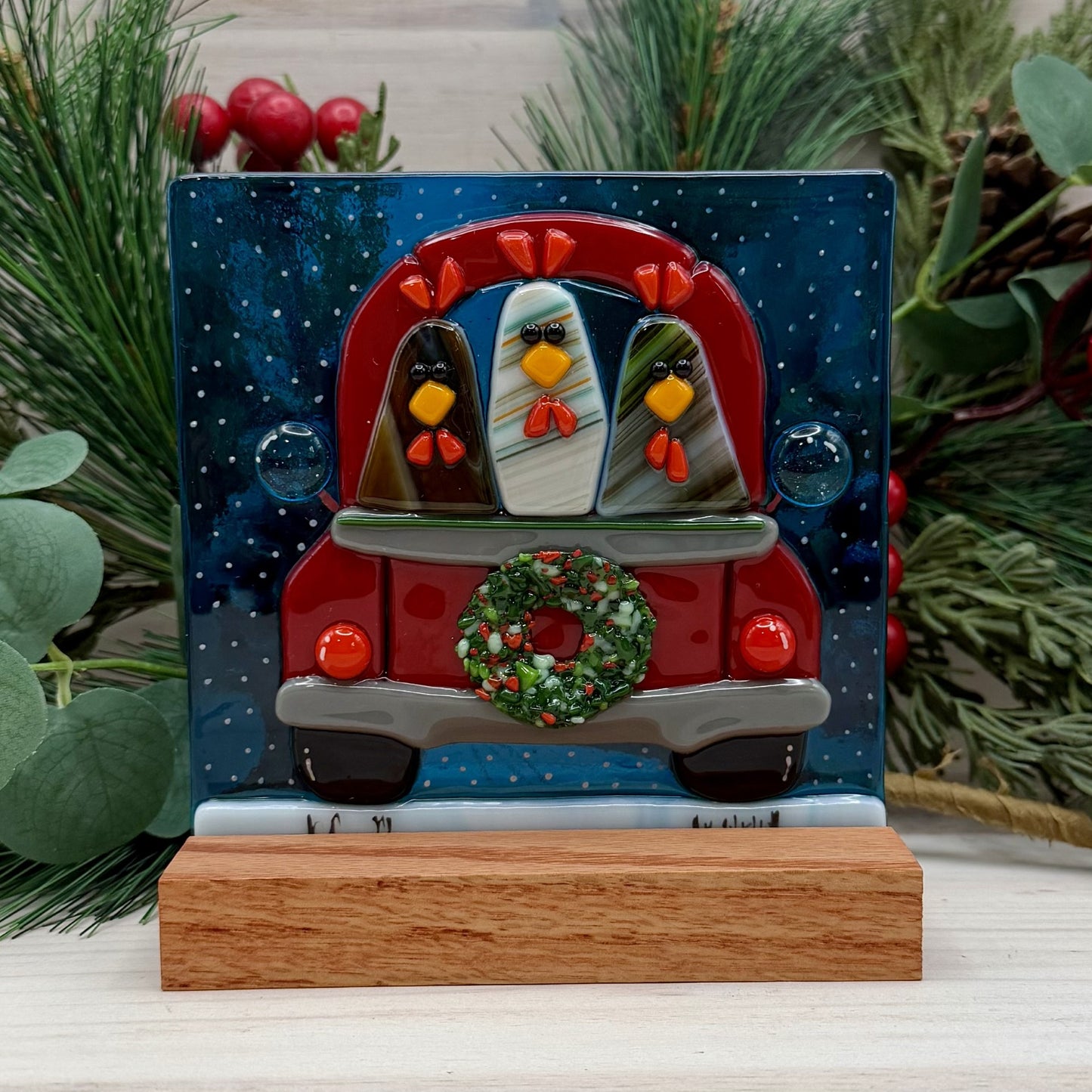 Pickup Truck with Chickens Pattern – Fused Glass Design (Instant Download) PDF