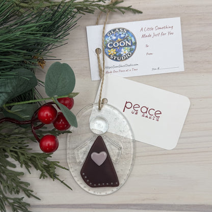 Handcrafted Purple Fused Glass Angel Ornament and Suncatcher