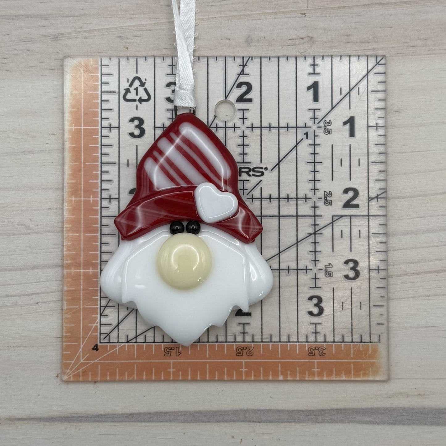 Fused Glass Christmas Tree Gnome Ornament