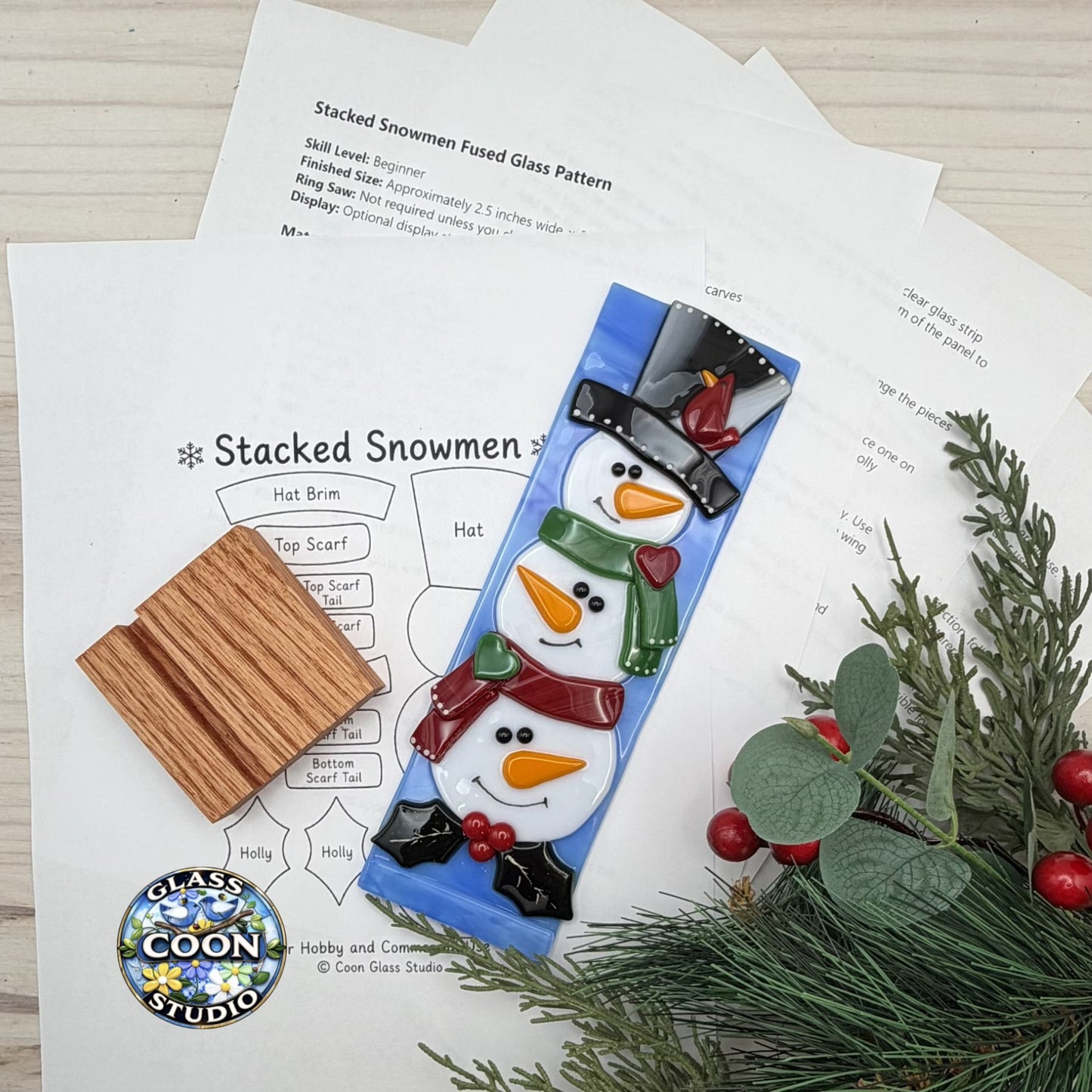 Stacked Snowmen Fused Glass Pattern PDF – Beginner Digital Download