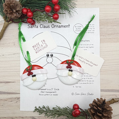 Fused Glass Santa Claus Ornament Pattern PDF | Beginner-Friendly Christmas Glass Pattern with Instructions