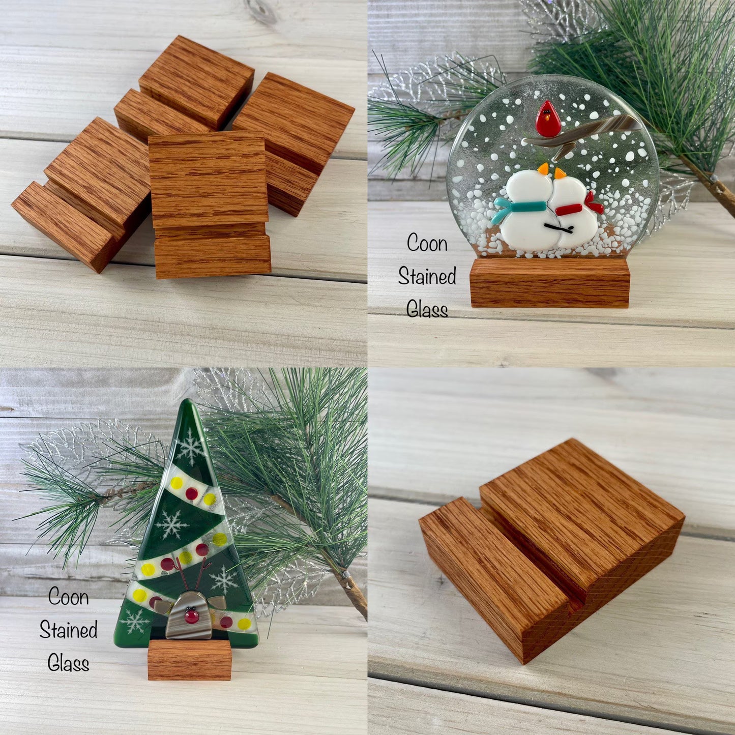 2 Inch Wide Handmade Solid Oak Display Stand: Fused Glass, Suncatchers