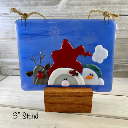 2 and 3 Inch Handcrafted Oak Wood Art Display Stand: Fused Glass & Suncatcher Holder