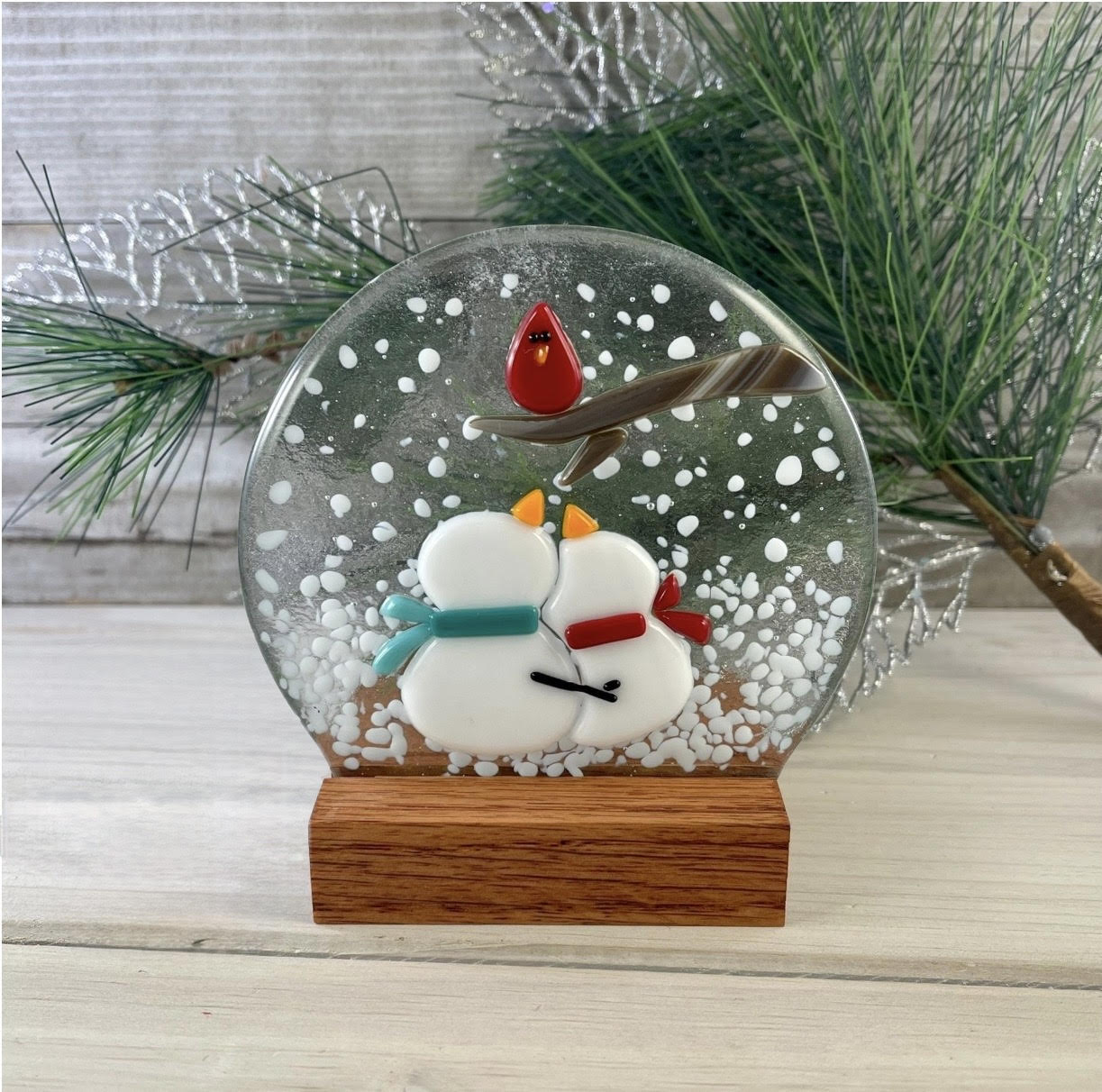 3 Inch Wide Handmade Solid Oak Display Stand: Fused Glass & Art