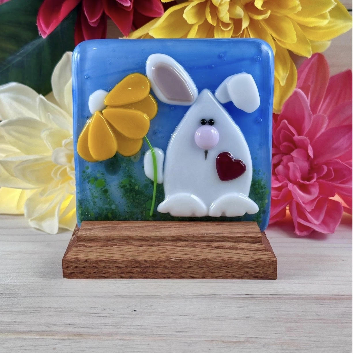 4 Inch Oak Wood Display Stand: Stained Glass & Suncatcher Holder