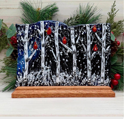 4 Inch Oak Wood Display Stand: Stained Glass & Suncatcher Holder