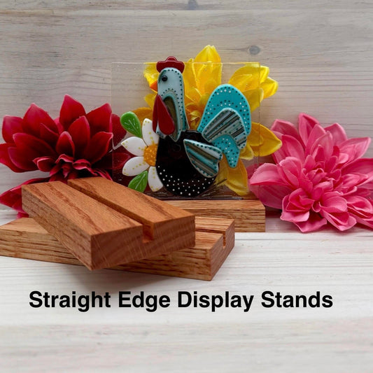 4 Inch Oak Wood Display Stand: Fused and Stained Glass