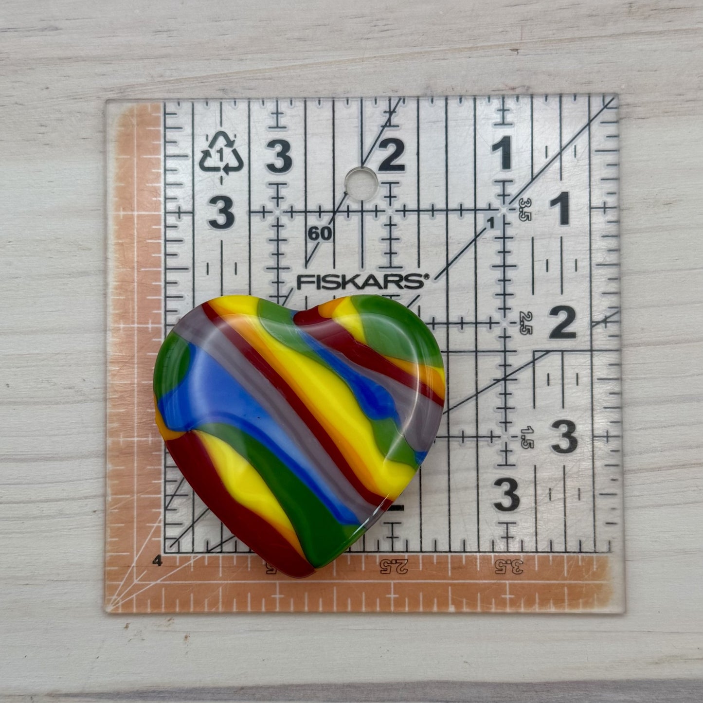 Rainbow Fused Glass Heart Keepsake – Small Decorative Paperweight