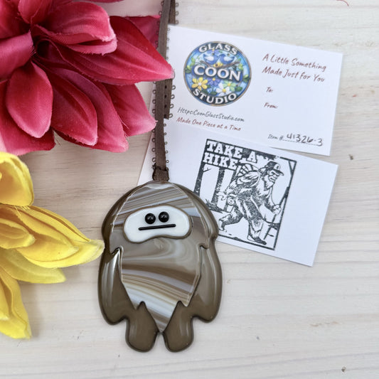 Fused Glass Bigfoot Ornament – Handmade Sasquatch Christmas Ornament