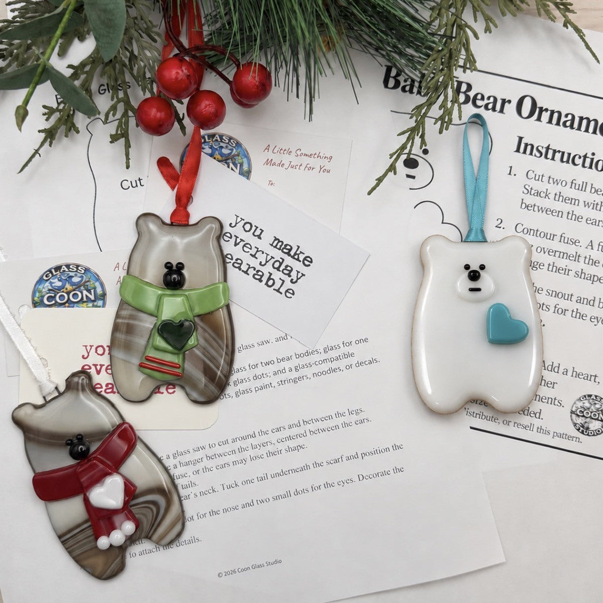 Fused Glass Bear & Baby Bear Ornament Patterns PDF | Digital Download