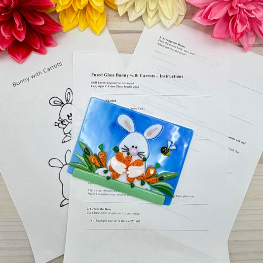 Bunny with Carrots Fused Glass Pattern, Easter Design, PDF Digital Download