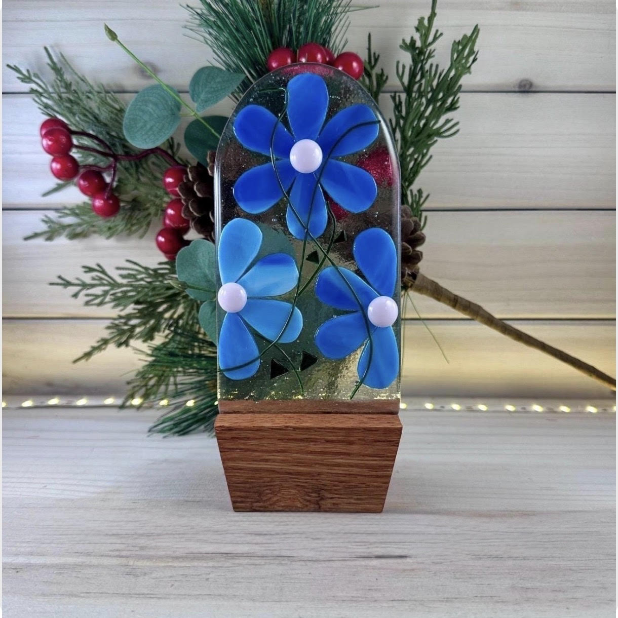 Oak Flower Pot Display Stand: Fused Glass & Suncatcher Holder