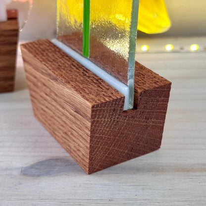 Oak Flower Pot Display Stand: Fused Glass & Suncatcher Holder