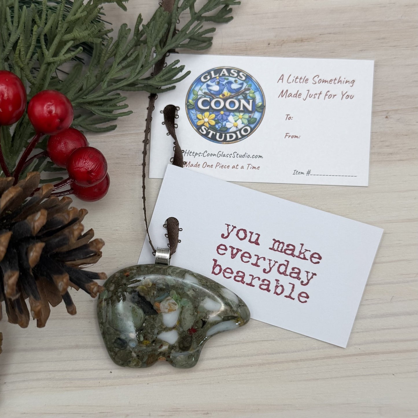 Recycled Fused Glass Bear Ornament – You Make Everyday Bearable