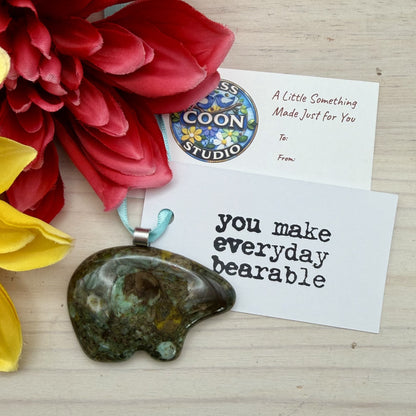 Fused Glass Bear Ornament – Recycled Glass Bear Suncatcher – “You Make Everyday Bearable” Gift