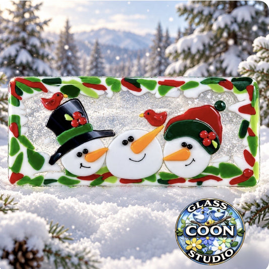 Three Happy Snowmen Fused Glass Pattern | Beginner PDF