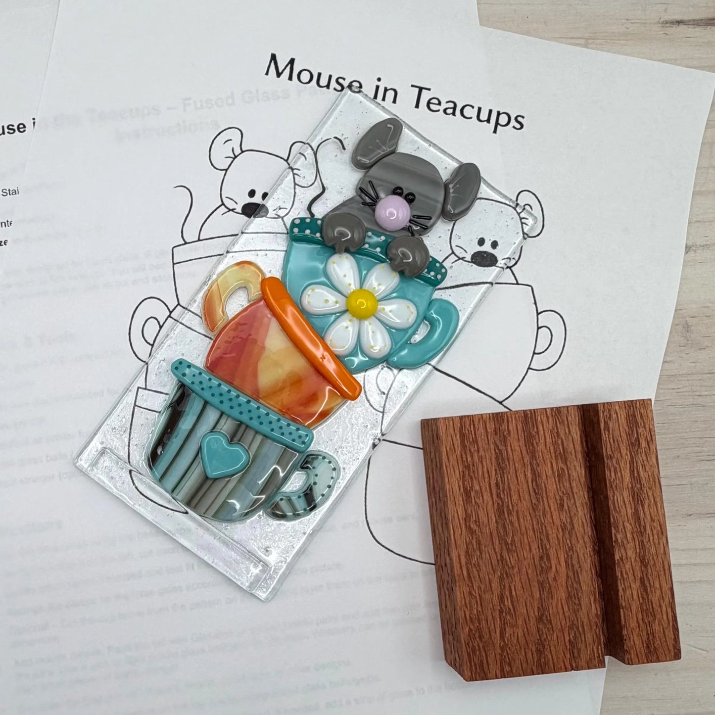 Mouse in Teacups Pattern for Fused Glass - PDF- Digital Download