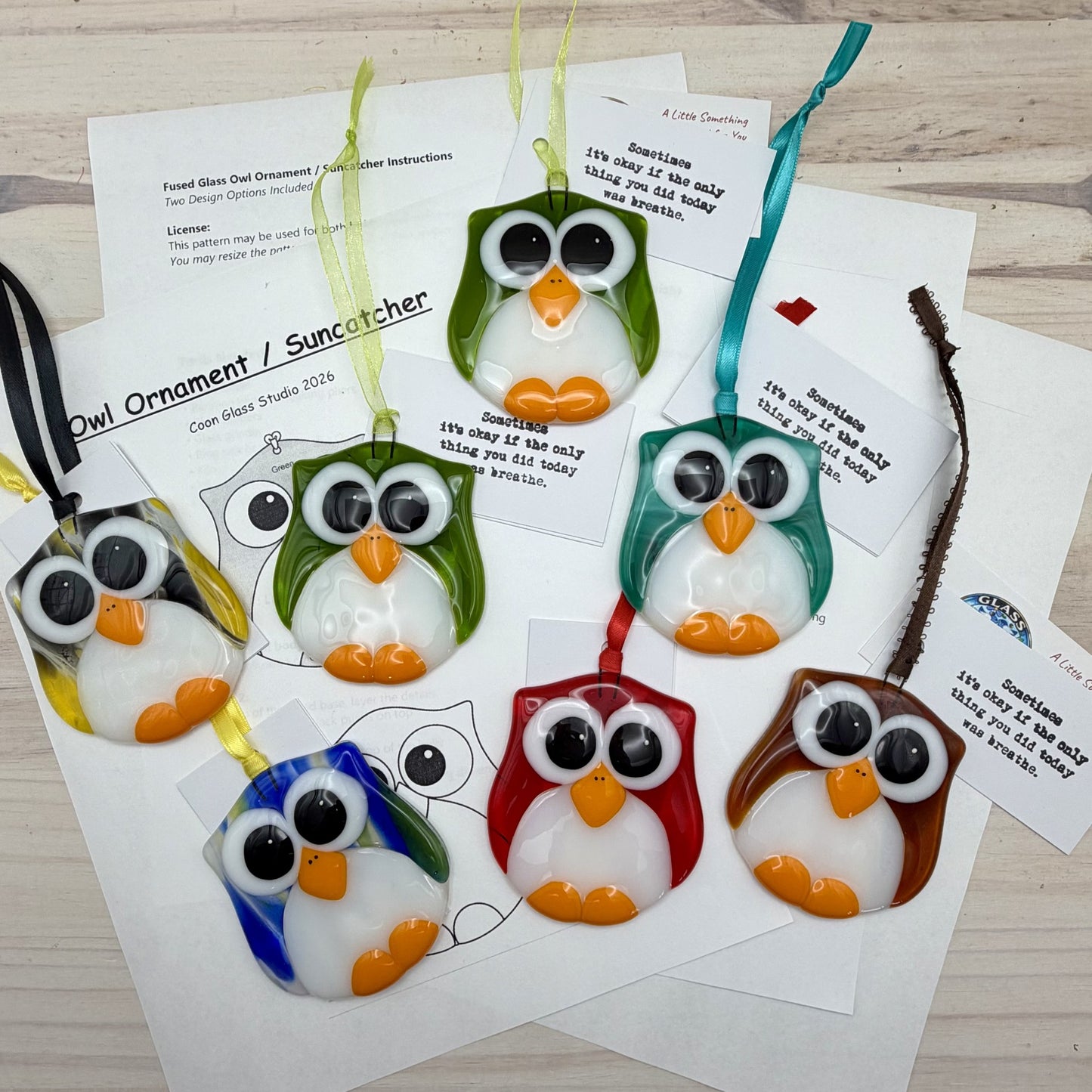 Fused Glass Owl Ornament / Suncatcher Pattern – PDF Download | Hobby & Commercial Use