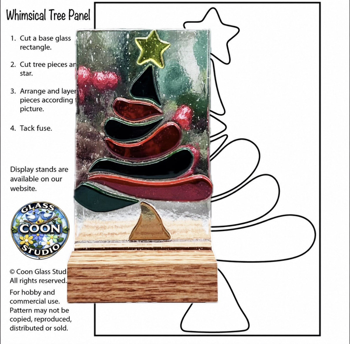 Whimsical Christmas Tree Panel – Fused Glass Pattern PDF