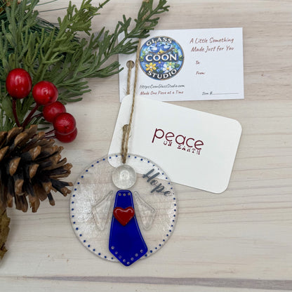 Fused Glass “Hope” Angel Ornament and Suncatcher