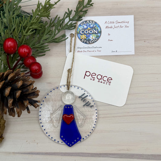 Fused Glass “Hope” Angel Ornament and Suncatcher