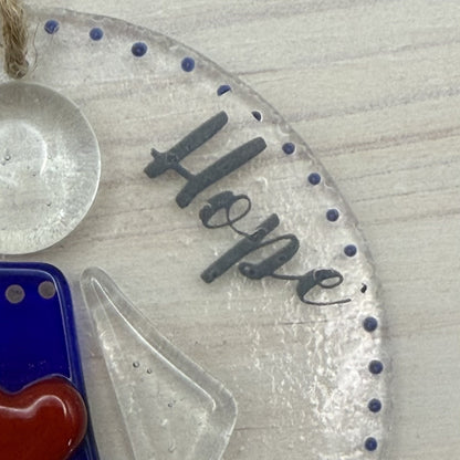 Fused Glass “Hope” Angel Ornament and Suncatcher