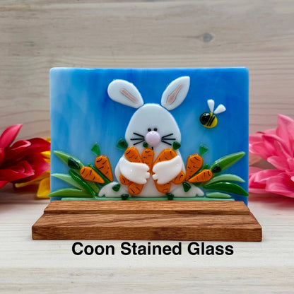Bunny with Carrots Fused Glass Pattern, Easter Design, PDF Digital Download