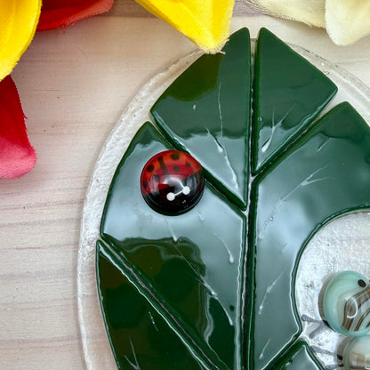 Fused Glass Caterpillar Garden Stake – Whimsical Garden Decor