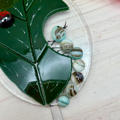 Fused Glass Caterpillar Garden Stake – Whimsical Garden Decor