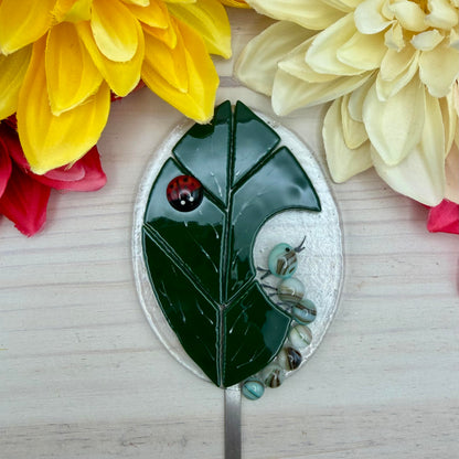 Fused Glass Caterpillar Garden Stake – Whimsical Garden Decor