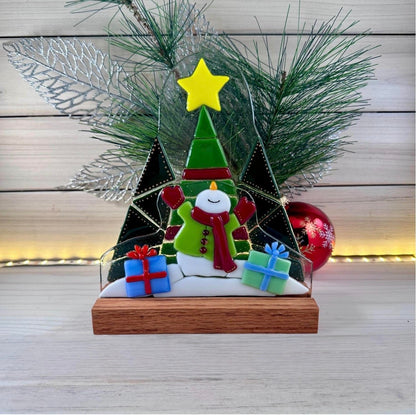 Oak Wood Display Stand: Double Slot for Layered Artwork