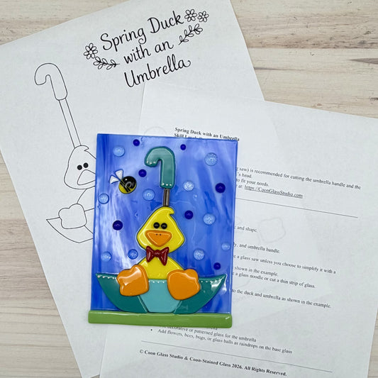 Spring Duck with an Umbrella – Fused Glass Pattern (PDF Download)