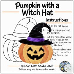 Pumpkin with a Witch Hat Fused Glass Pattern | Halloween PDF Download