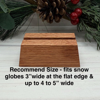 Oak Wood Display Stand: Fused and Stained Glass Snow Globe Holder