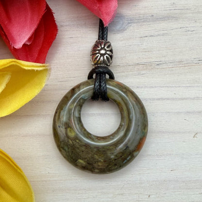 Recycled Fused Glass Donut Pendant Necklace – One-of-a-Kind Jewelry