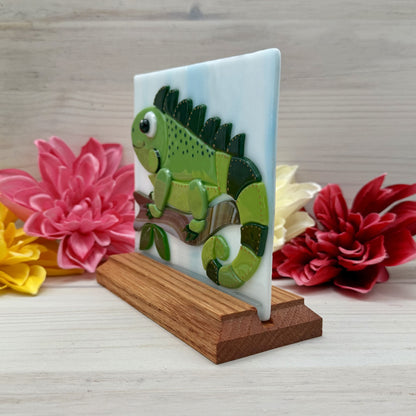 Fused Glass Whimsical Iguana on a Branch Pattern PDF | Digital Download | Hobby & Commercial Use
