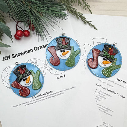 JOY Snowman Ornament Fused Glass Pattern – Digital PDF