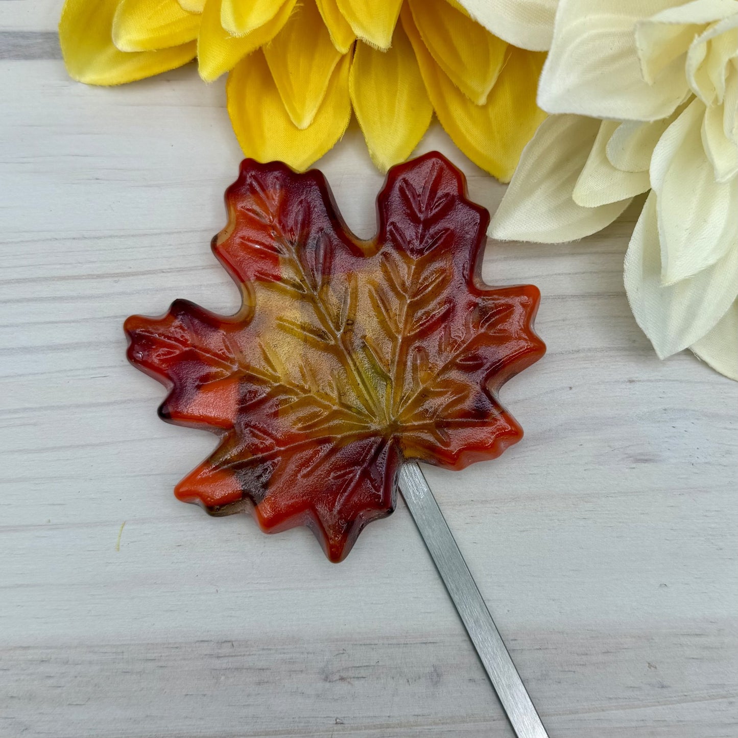Fused Glass Maple Leaf Garden Stake