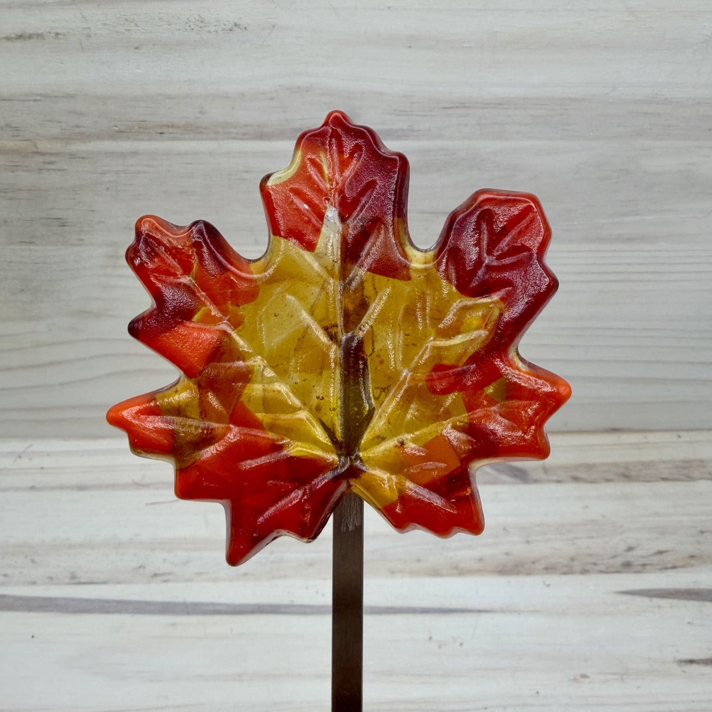 Fused Glass Maple Leaf Garden Stake