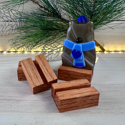 Oak Ornament Display Stand: Fused & Stained Glass Holder (2/2.5 inch)