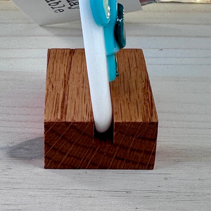 Oak Ornament Display Stand: Fused & Stained Glass Holder (2/2.5 inch)