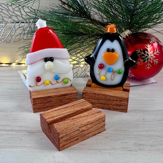Oak Ornament Display Stand: Fused & Stained Glass Holder (2/2.5 inch)