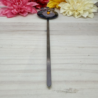 Whimsical Purple Fused Glass Bird Plant Stake – Indoor / Outdoor Garden Décor